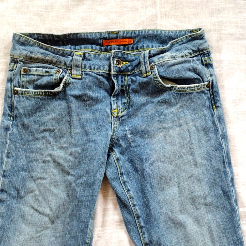 Vintage Vigoss Low-rise Boot cut Jeans with Yellow Stiching